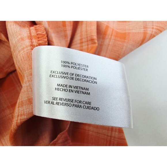 Orvis Size XL Mens Orange Tan Check Short Sleeve Embroidered Pocket Logo Shirt - Picture 8 of 13